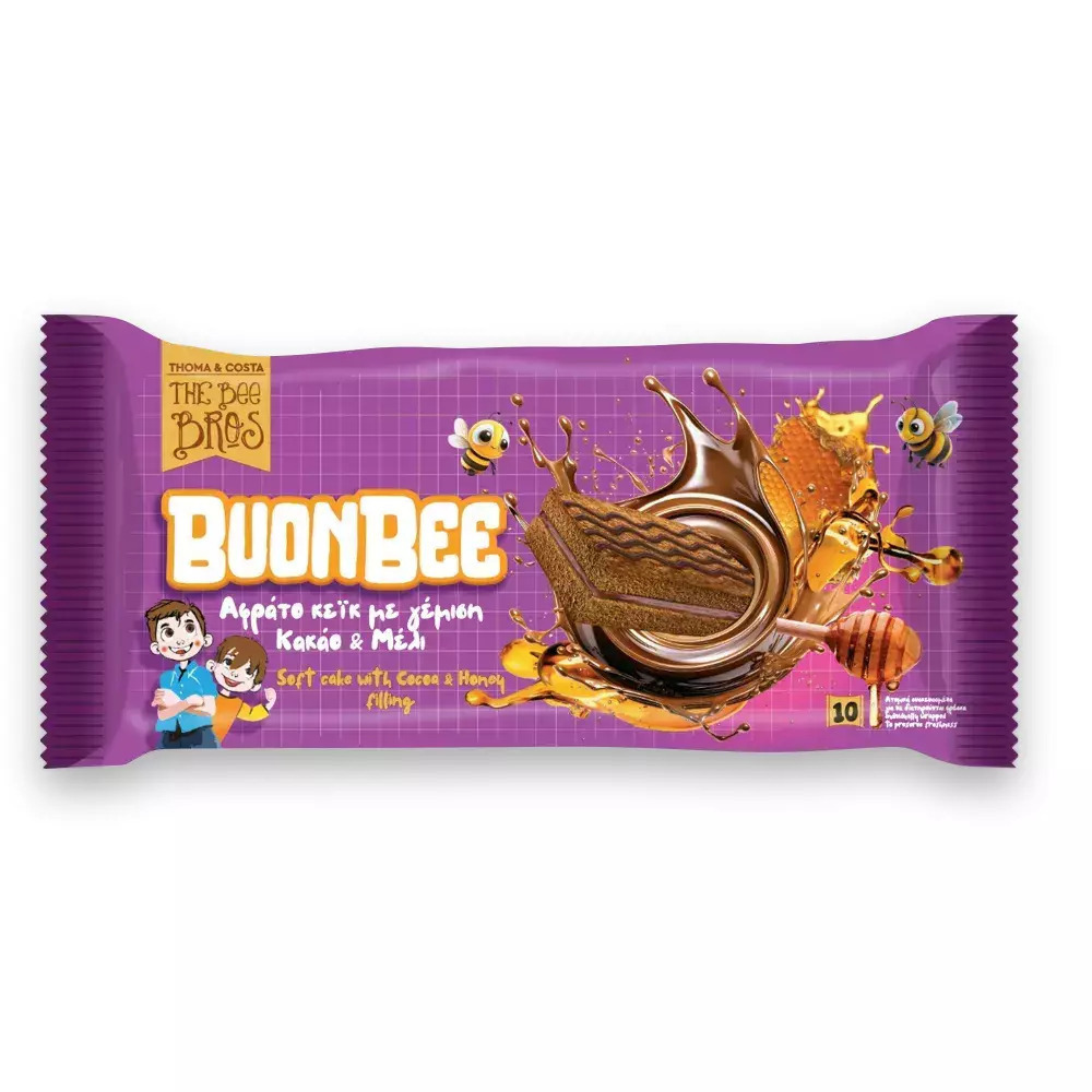 The Bee Bros Buonbee Αφράτο Κέικ με Γεύση Μελι & Κακαο 25gr 10τμχ